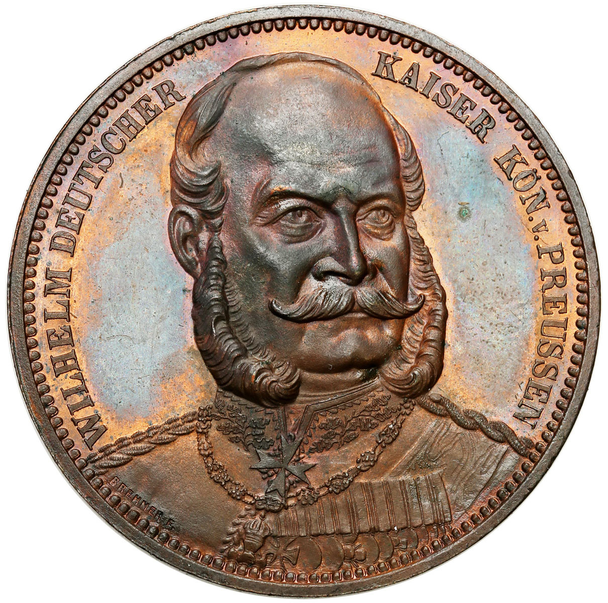 Niemcy, Prusy. Wilhelm I. Medal autorstwa Brehmera - Zwycięskie wojska niemieckie, brąz